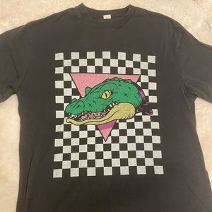 Black T-Shirt with Gator Geometric